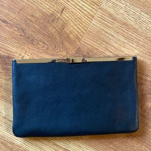 Black Leather J Crew Clutch